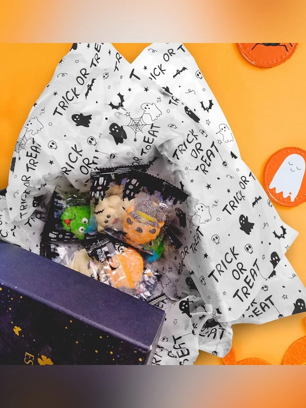 Halloween 'Trick or Treat' Black & White Graphic Tissue Paper 30 sheets